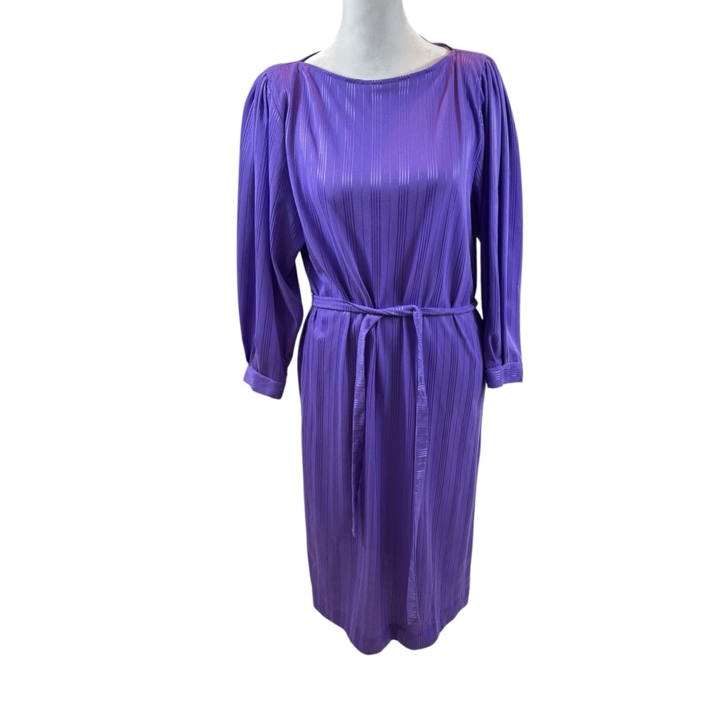 Vintage Ladies New Rave Brand Purple‎ Long Sleeve Dress Size Large